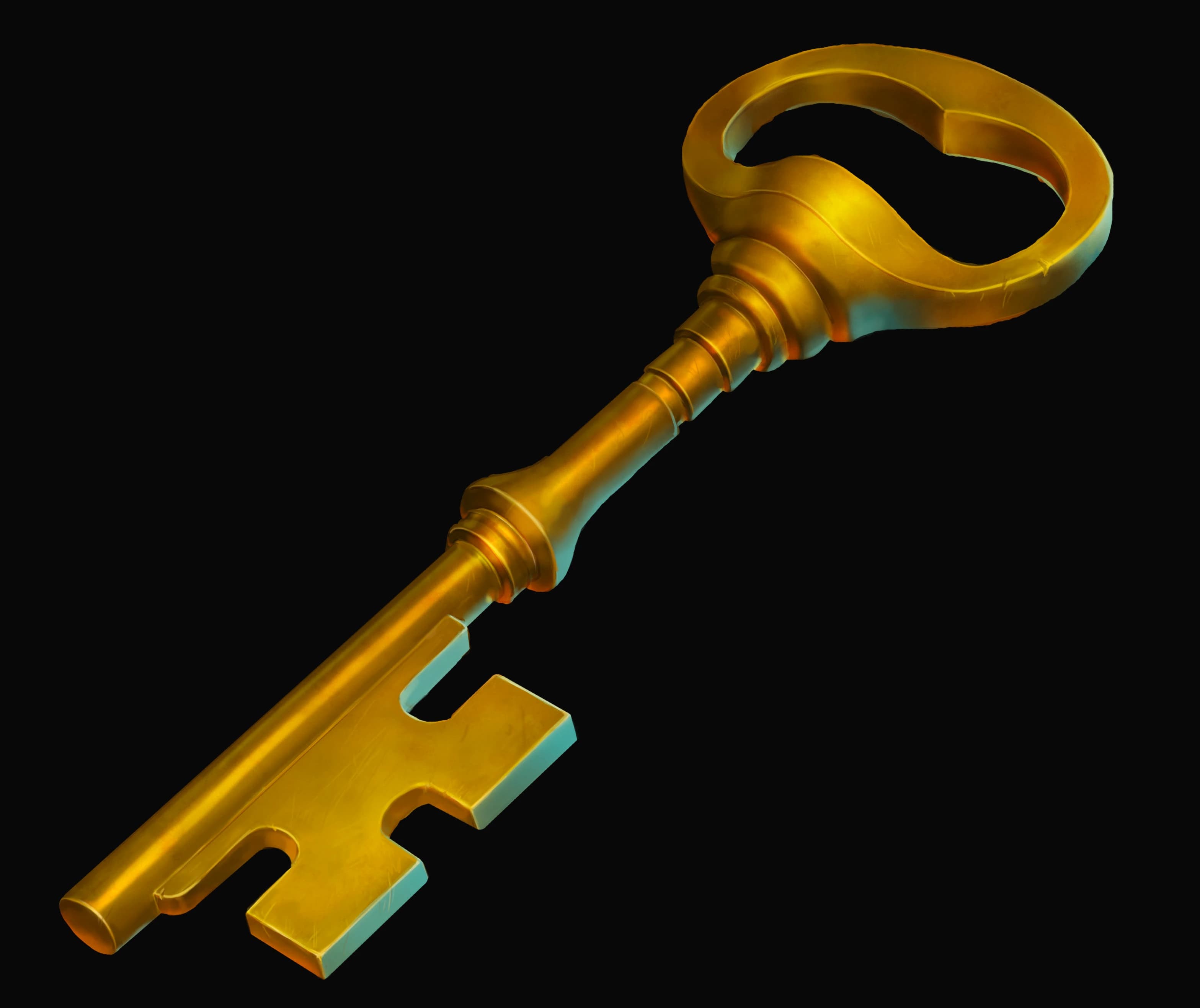A large golden key.
